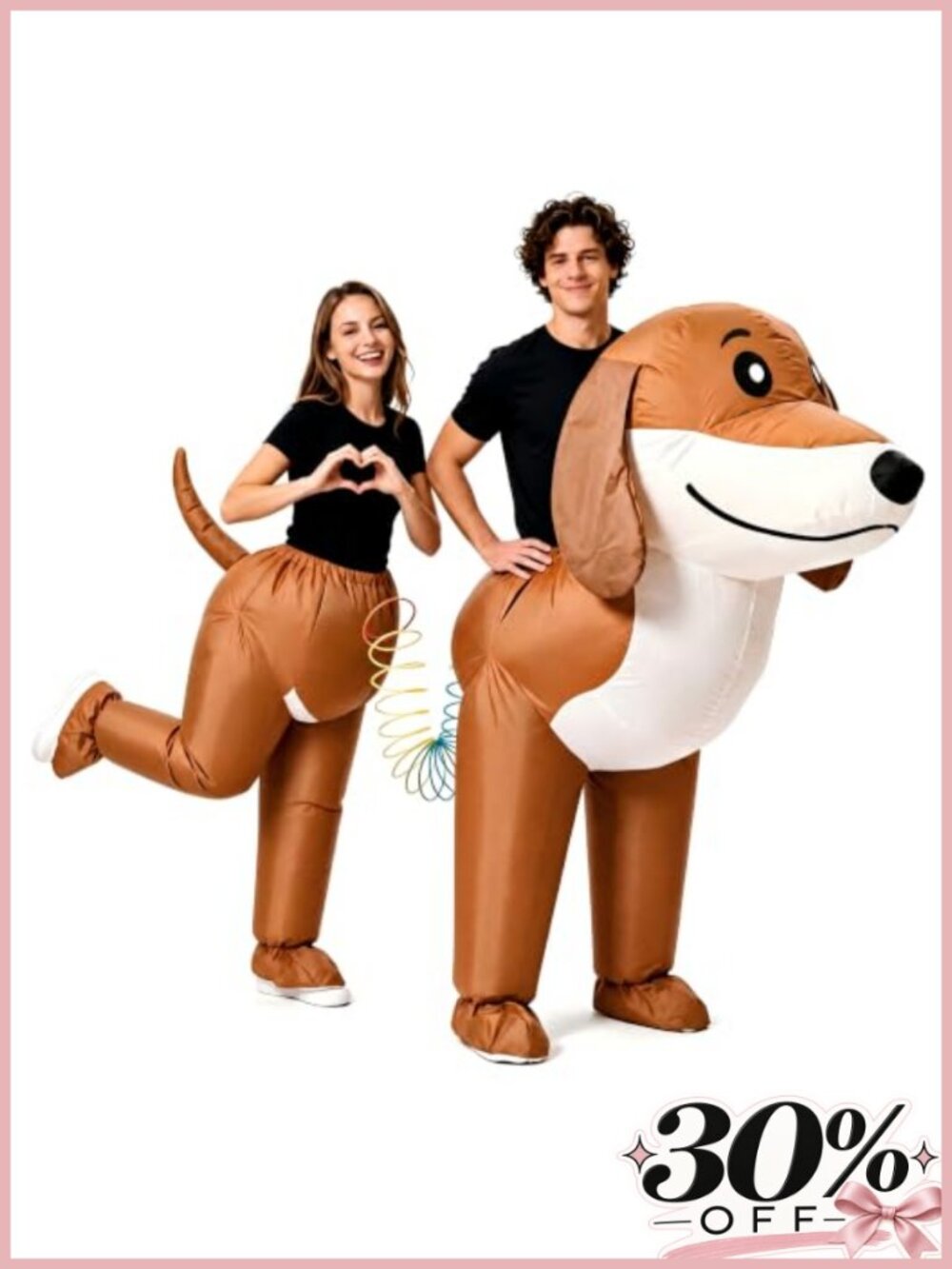 Two-Person Inflatable Dachshund Dog Costume for Adults Couples Halloween